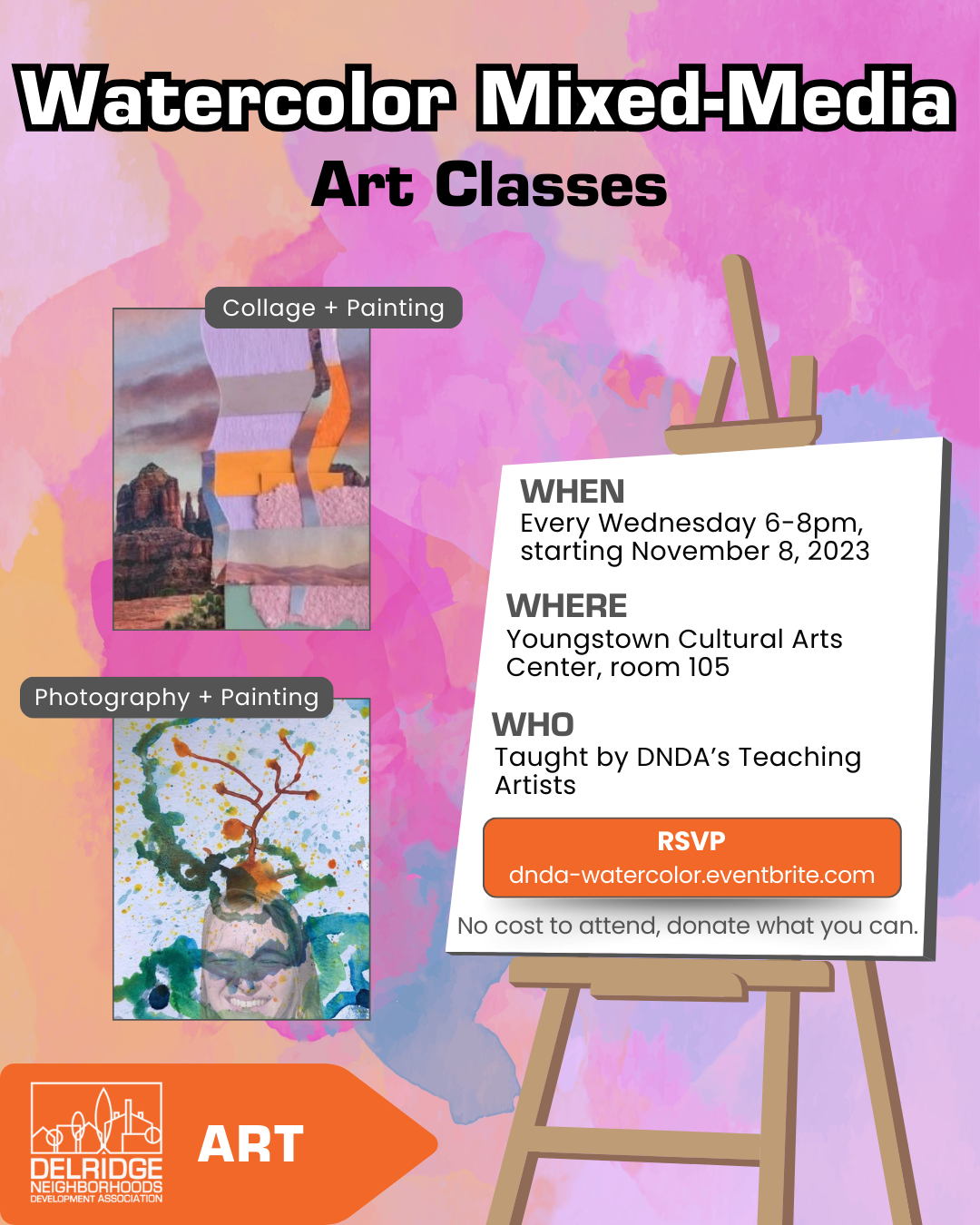 Watercolor Mixed-Media Art Classes Flyer