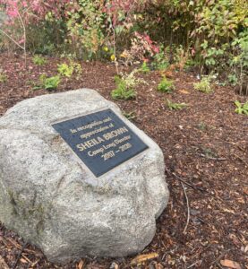 The project includes a newly restored forest area and commemorative plaque dedicated to Sheila's tenure as director of Camp Long from 2007-2020.
