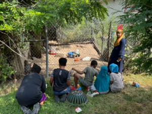 Youth explore natural areas in their neighborhood- including this community chicken coop that served as an inspirational area for us to relax and unwind.